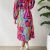 Abstract Print Crew Neck Dress, Elegant Long Sleeve Belted Dress For Spring & Fall, Women's Clothing