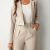Business Casual Two-piece Set, Double-breasted Lapel Long Sleeve Blazer & Belted Wide Leg Pants Outfits, Women's Clothing