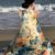 Floral Print Crew Neck Maxi Dress, Vacation Sleeveless Flared Tiered Beach Swing Dress, Women's Clothing