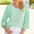 Solid V Neck Pointelle Knit Sweater, Casual 3/4 Sleeve Loose Sweater, Women's Clothing
