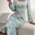 Allover Floral Print Mermaid Dress, Elegant Long Sleeve Bodycon Dress For Spring & Fall, Women's Clothing