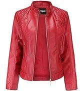 Women's Trendy Faux Leather Jacket Moto Short Jacket Fashion PU Jacket Coat