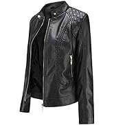 Women's Trendy Faux Leather Jacket Moto Short Jacket Fashion PU Jacket Coat