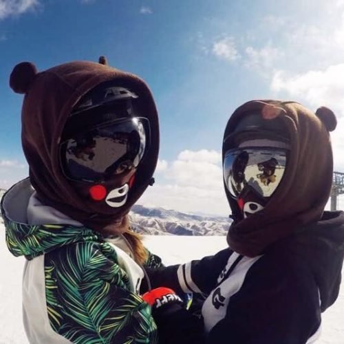 Cute Animal Ski Balaclava Plush Snowboard Face Warmer Mask Winter Snow Sports Accessories Hat Kawaii Snowboard Gear