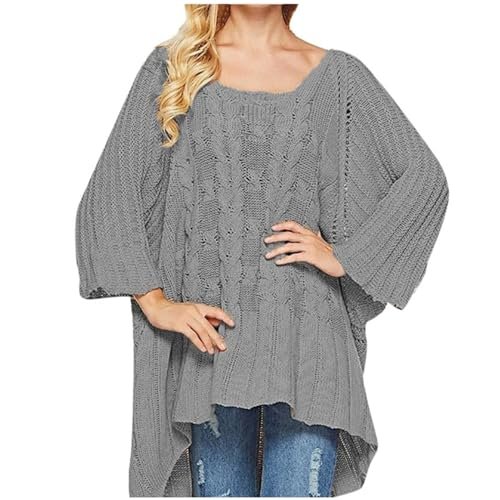 51K1fAPGRuL Fall Sweater Women's Knitwear Crewneck Long Sleevel Shawl Cape Sweater 2023 Fashion Pullover Sweater