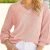 Solid V Neck Pointelle Knit Sweater, Casual 3/4 Sleeve Loose Sweater, Women's Clothing
