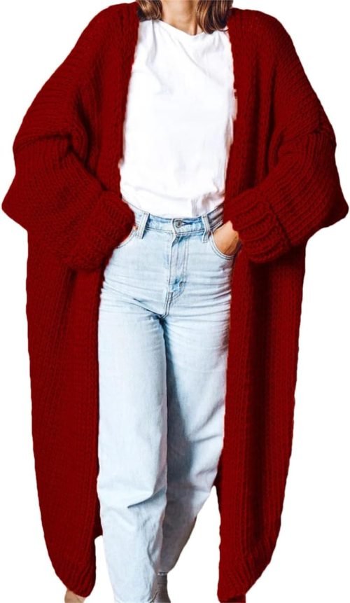 61_Gcp4gAkL._AC_SL1440 Fashion Women Sweaters Autumn Winter Solid Knitted Cardigan Medium Long Sweater Coat Women Knitwears