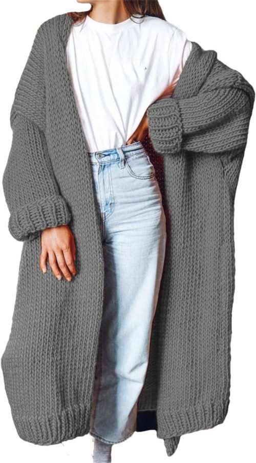 711M66n0a_L._AC_SL1440 Fashion Women Sweaters Autumn Winter Solid Knitted Cardigan Medium Long Sweater Coat Women Knitwears