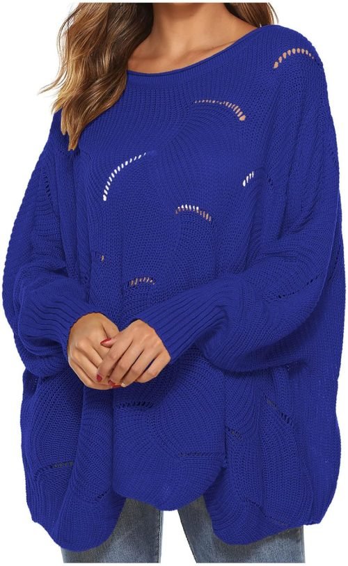 Women Batwing Sleeve Oversized Sweater Crewneck Loose Knit Jumper Casual Comfy Pullover Sweaters Fashion Knitwear