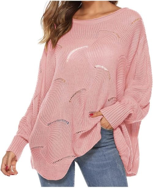 Women Batwing Sleeve Oversized Sweater Crewneck Loose Knit Jumper Casual Comfy Pullover Sweaters Fashion Knitwear