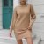 Women Casual High Neck Dress Fall Winter Solid Color Fashion Turtleneck Long Sleeve Sweater Knitwear Elegant Dress