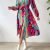 Abstract Print Crew Neck Dress, Elegant Long Sleeve Belted Dress For Spring & Fall, Women's Clothing