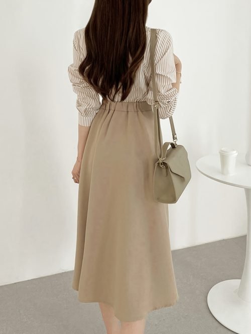 Striped Collared Dress, Casual Short Sleeve Dress For Spring & Summer, Women's Clothing