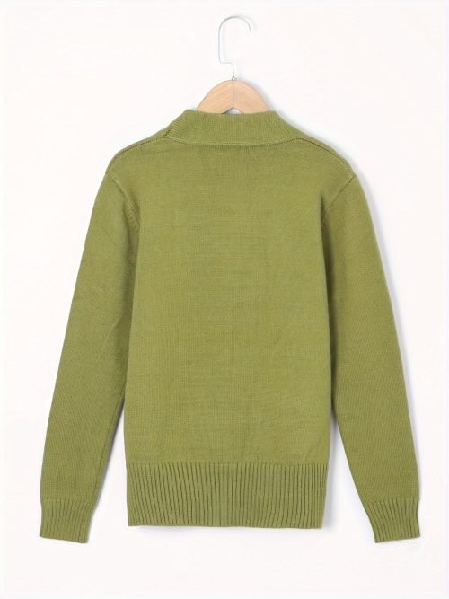 Solid Rib Knit Sweater, Casual Long Sleeve Versatile Sweater, Women's Clothing