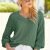 Solid V Neck Pointelle Knit Sweater, Casual 3/4 Sleeve Loose Sweater, Women's Clothing