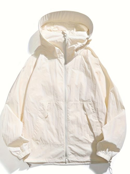 Women's Lightweight Breathable Hooded Sun Protection Jacket, Outdoor Casual Solid Color Beach Cover Up Coat