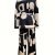 Business Casual Geo Print Two-piece Set, Notched Collar Tie-waist Blazer & Wide Leg Pants Outfits, Women's Clothing