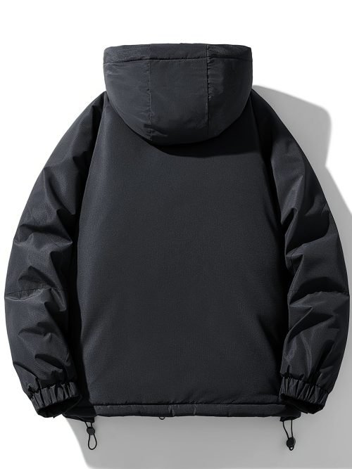 Fashion Zip Up Outdoor Padded Jacket, Warm Windproof Waterproof Hooded Jacket