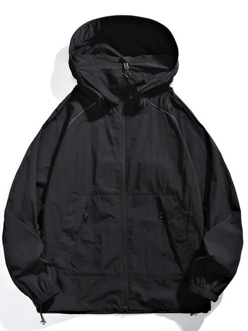 Women's Lightweight Breathable Hooded Sun Protection Jacket, Outdoor Casual Solid Color Beach Cover Up Coat