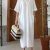 Solid Color Button Coverup Dress, Casual V Neck Half Sleeve Loose Midi Dress With Pocket, Women's Clothing