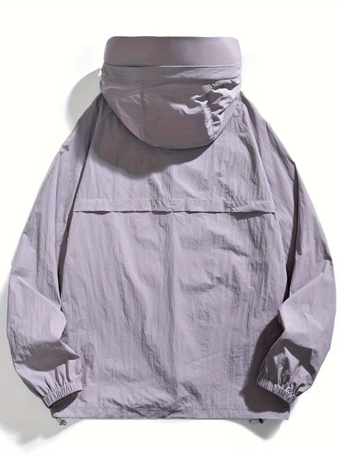 Women's Lightweight Breathable Hooded Sun Protection Jacket, Outdoor Casual Solid Color Beach Cover Up Coat