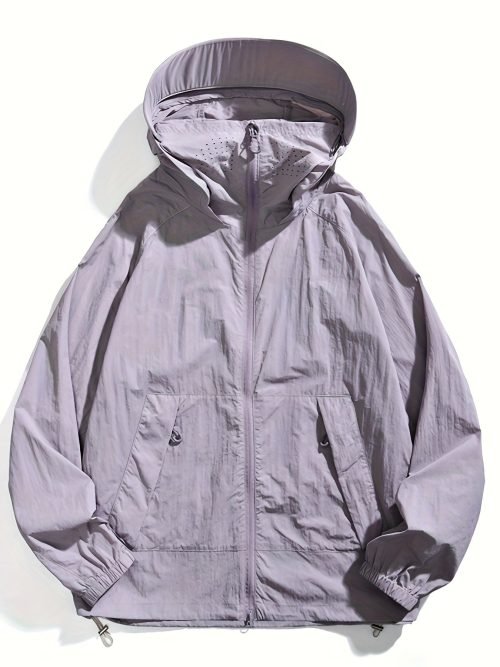 Women's Lightweight Breathable Hooded Sun Protection Jacket, Outdoor Casual Solid Color Beach Cover Up Coat