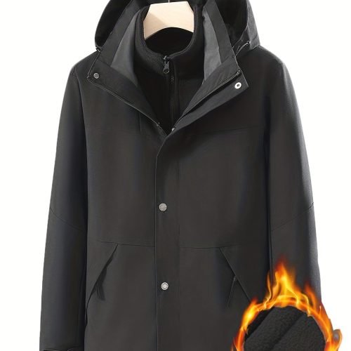 3-in-1 Color Block Warm Punch Jacket, Casual Waterproof Windproof Jacket, Removable Liner Hooded Ski Coat, Women's Outdoor Clothing