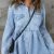 Women's Casual Long Sleeve Denim Button Down Shirt, Ruffled-Hem Denim Jacket