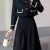 Elegant Button Front Contrast Trim Skirt Set, Long Sleeve Jacket & Pleated Midi Skirt Outfits, Women's Clothing