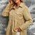 Women's Casual Long Sleeve Denim Button Down Shirt, Ruffled-Hem Denim Jacket
