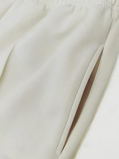 Elegant Pintuck Solid Color Set, Drop Shoulder Long Sleeve Sweatshirt & Straight Leg Pants, Women's Clothing