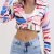 Abstract Print Cropped Jacket, Casual Lapel Long Sleeve Outerwear, Women's Clothing