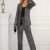 Sequin Decor Two-piece Set, Collarless Long Sleeve Blazer & High Waist Pants Outfits, Women's Clothing