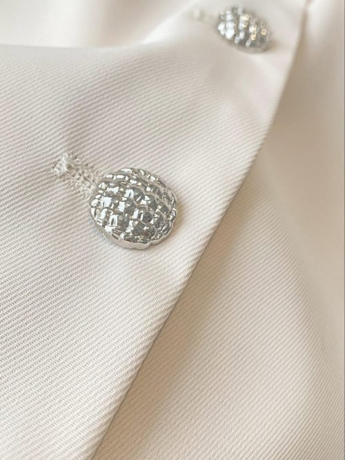 Solid Color Button Front Jacket, Elegant Half Sleeve Jacket For Summer & Spring, Women's Clothing